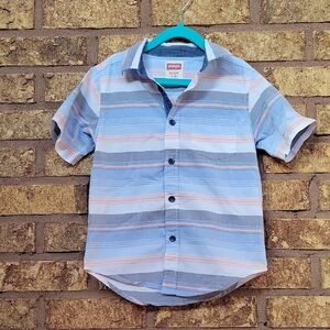 Wrangler Blue and Pink Striped Casual Shirt Size 4/5 XS